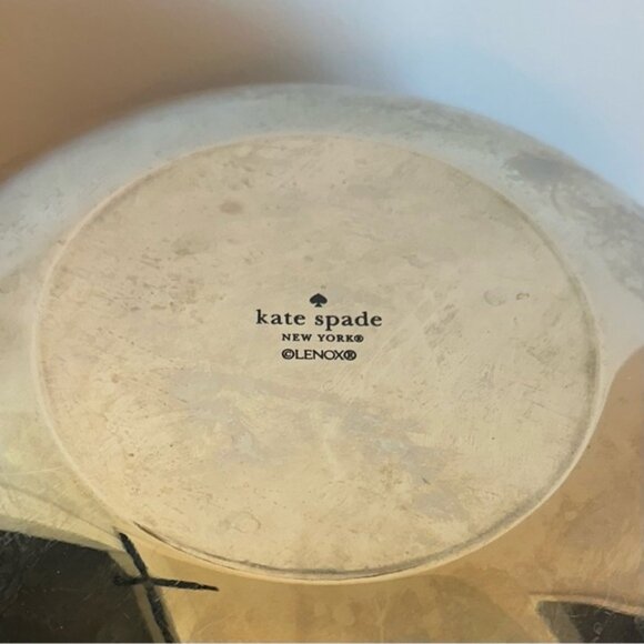 SOLD Kate Spade x Lenox Large Salad Bowl and Serving Utensils Silver Black White - Picture 10 of 16